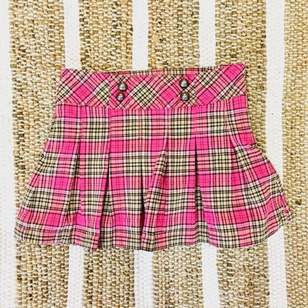 Pleated pink plaid school cheer skirt girl 6